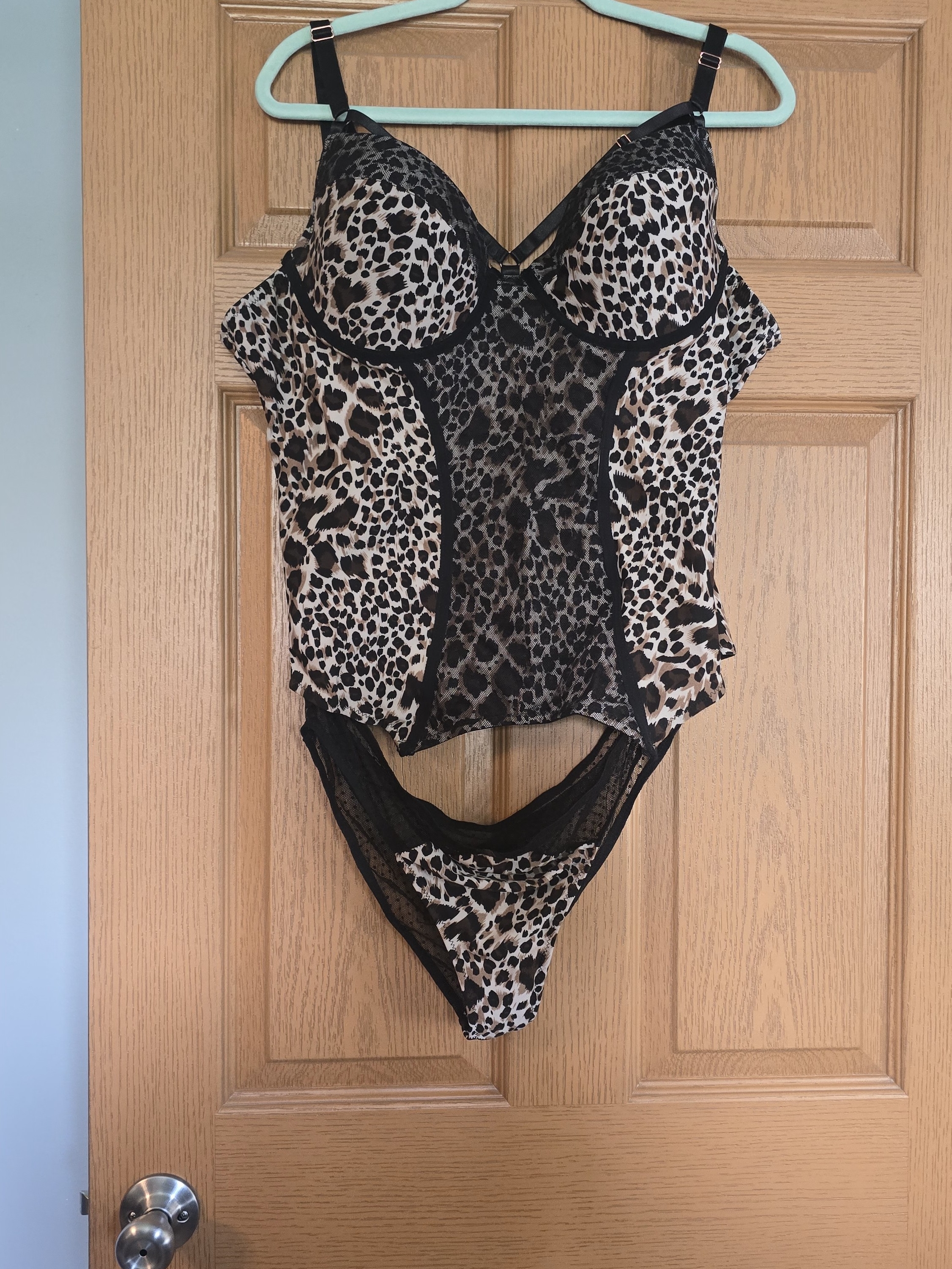 Fantasy Lingerie Black  Gray Lace Teddy
